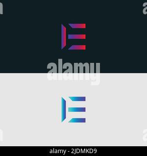 Initial Alphabet letter Logo icon IE, colorful vibrant gradient color trendy logos Stock Vector