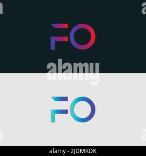 Initial Alphabet letter Logo icon FO, colorful vibrant gradient color trendy logos Stock Vector