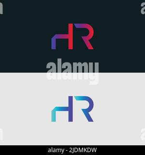 Initial Alphabet letter Logo icon HR, colorful vibrant gradient color trendy logos Stock Vector