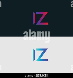 Initial Alphabet letter Logo icon IZ, colorful vibrant gradient color trendy logos Stock Vector