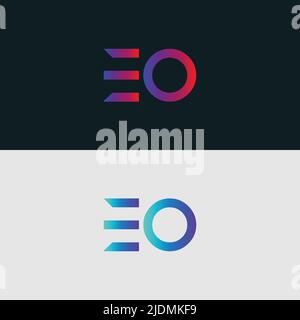 Initial Alphabet letter Logo icon EO, colorful vibrant gradient color trendy logos Stock Vector