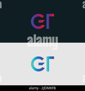 Initial Alphabet letter Logo icon GT, colorful vibrant gradient color trendy logos Stock Vector