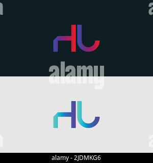 Initial Alphabet letter Logo icon HU, colorful vibrant gradient color trendy logos Stock Vector