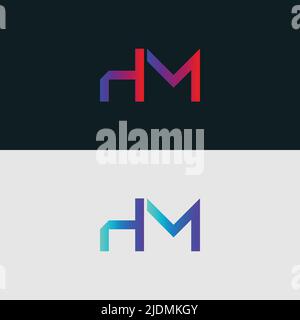 Initial Alphabet letter Logo icon HM, colorful vibrant gradient color trendy logos Stock Vector