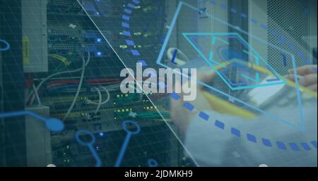 Image of data processing over servers Stock Photo