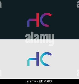 Initial Alphabet letter Logo icon HC, colorful vibrant gradient color trendy logos Stock Vector