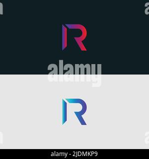 Initial Alphabet letter Logo icon IR, colorful vibrant gradient color trendy logos Stock Vector