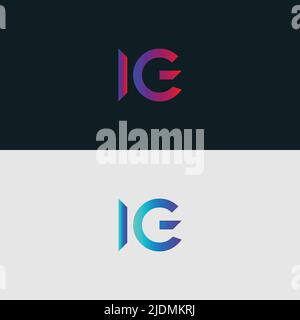 Initial Alphabet letter Logo icon IG, colorful vibrant gradient color trendy logos Stock Vector
