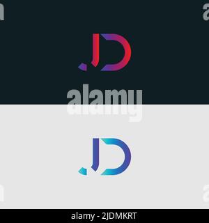 Initial Alphabet letter Logo icon JD, colorful vibrant gradient color trendy logos Stock Vector