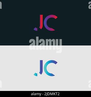 Initial Alphabet letter Logo icon JC, colorful vibrant gradient color trendy logos Stock Vector
