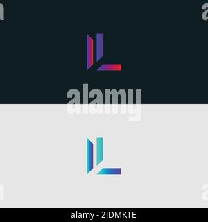 Initial Alphabet letter Logo icon IL, colorful vibrant gradient color trendy logos Stock Vector