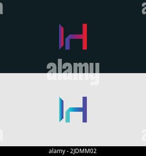 Initial Alphabet letter Logo icon IH, colorful vibrant gradient color trendy logos Stock Vector