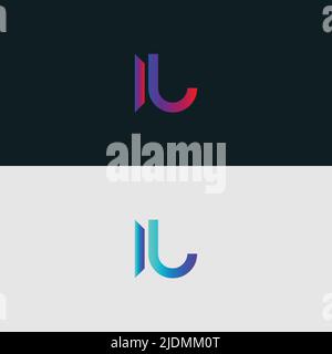 Initial Alphabet letter Logo icon IU, colorful vibrant gradient color trendy logos Stock Vector