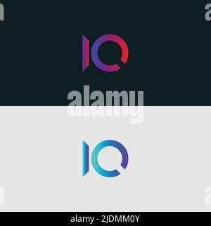 Initial Alphabet letter Logo icon IQ, colorful vibrant gradient color trendy logos Stock Vector