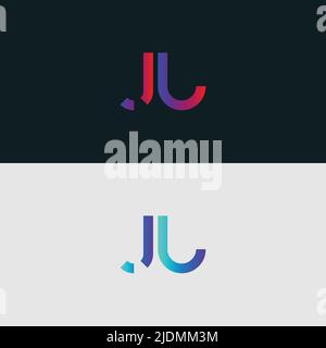 Initial Alphabet letter Logo icon JU, colorful vibrant gradient color trendy logos Stock Vector