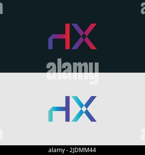 Initial Alphabet letter Logo icon HX, colorful vibrant gradient color trendy logos Stock Vector