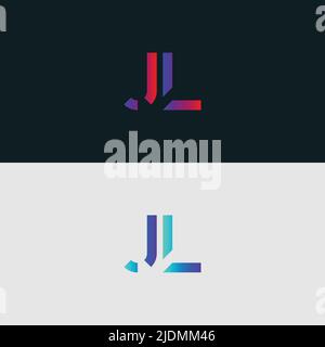 Initial Alphabet letter Logo icon JL, colorful vibrant gradient color trendy logos Stock Vector