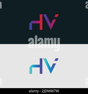 Initial Alphabet letter Logo icon HV, colorful vibrant gradient color trendy logos Stock Vector