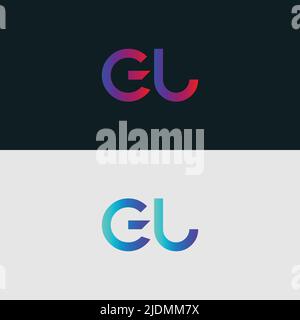 Initial Alphabet letter Logo icon GU, colorful vibrant gradient color trendy logos Stock Vector