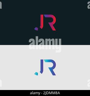 Initial Alphabet letter Logo icon JR, colorful vibrant gradient color trendy logos Stock Vector