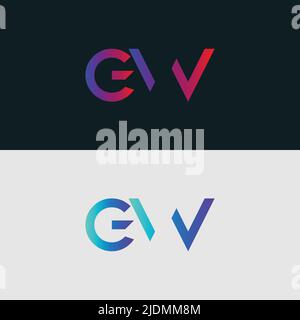 Initial Alphabet letter Logo icon GW, colorful vibrant gradient color trendy logos Stock Vector