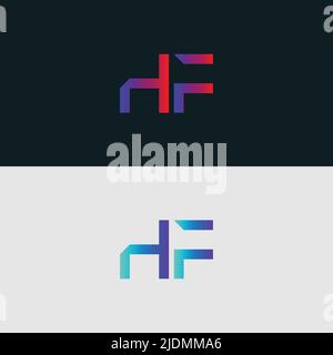 Initial Alphabet letter Logo icon HF, colorful vibrant gradient color trendy logos Stock Vector