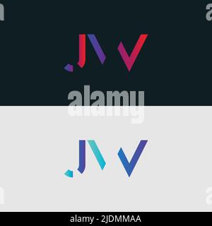 Initial Alphabet letter Logo icon JW, colorful vibrant gradient color trendy logos Stock Vector