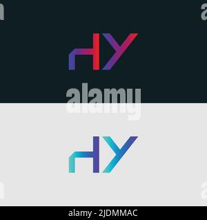 Initial Alphabet letter Logo icon HY colorful vibrant gradient color trendy logos Stock Vector