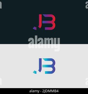 Initial Alphabet letter Logo icon JB, colorful vibrant gradient color trendy logos Stock Vector