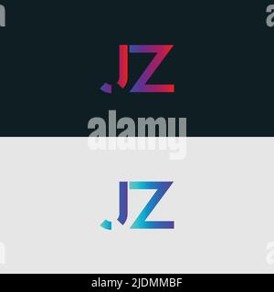 Initial Alphabet letter Logo icon JZ, colorful vibrant gradient color trendy logos Stock Vector