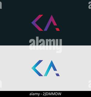 Initial Alphabet letter Logo icon KA, colorful vibrant gradient color trendy logos Stock Vector