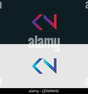 Initial Alphabet letter Logo icon KN, colorful vibrant gradient color trendy logos Stock Vector