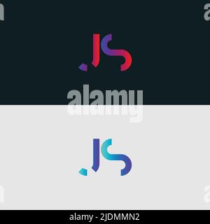 Initial Alphabet letter Logo icon JS, colorful vibrant gradient color trendy logos Stock Vector