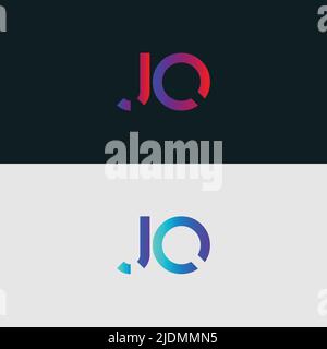 Initial Alphabet letter Logo icon JQ, colorful vibrant gradient color trendy logos Stock Vector