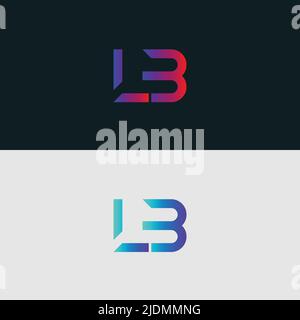 Initial Alphabet letter Logo icon LB, colorful vibrant gradient color trendy logos Stock Vector