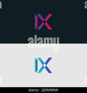 Initial Alphabet letter Logo icon IX, colorful vibrant gradient color trendy logos Stock Vector