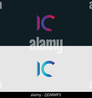 Initial Alphabet letter Logo icon IC, colorful vibrant gradient color trendy logos Stock Vector