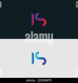Initial Alphabet letter Logo icon IS, colorful vibrant gradient color trendy logos Stock Vector