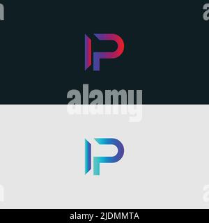 Initial Alphabet letter Logo icon IP, colorful vibrant gradient color trendy logos Stock Vector