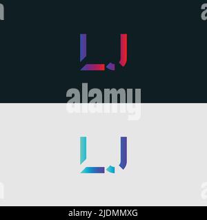 Initial Alphabet letter Logo icon LJ, colorful vibrant gradient color trendy logos Stock Vector