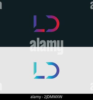 Initial Alphabet letter Logo icon LD, colorful vibrant gradient color trendy logos Stock Vector
