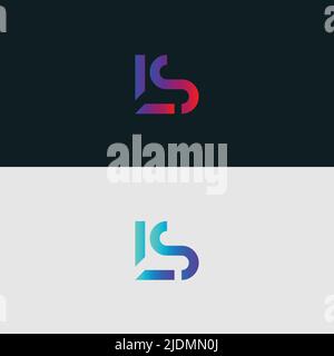 Initial Alphabet letter Logo icon LS, colorful vibrant gradient color trendy logos Stock Vector