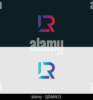 Initial Alphabet letter Logo icon LR, colorful vibrant gradient color trendy logos Stock Vector