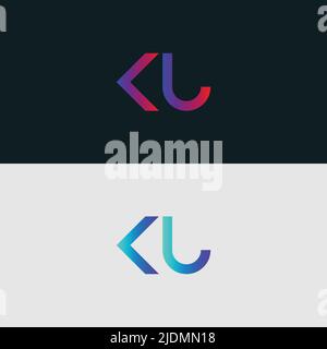 Initial Alphabet letter Logo icon KU, colorful vibrant gradient color trendy logos Stock Vector