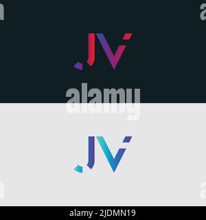 Initial Alphabet letter Logo icon JV, colorful vibrant gradient color trendy logos Stock Vector