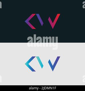 Initial Alphabet letter Logo icon KW, colorful vibrant gradient color trendy logos Stock Vector