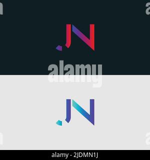 Initial Alphabet letter Logo icon JN, colorful vibrant gradient color trendy logos Stock Vector