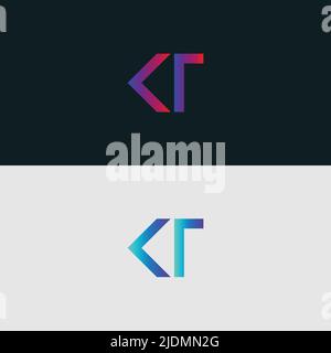 Initial Alphabet letter Logo icon KT, colorful vibrant gradient color trendy logos Stock Vector