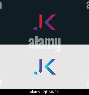 Initial Alphabet letter Logo icon JK, colorful vibrant gradient color trendy logos Stock Vector