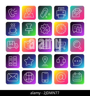 Management gradient finance outline symbol - line business icon set. Stock Vector